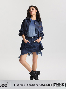【联名系列】Lee x Feng Chen Wang印花不对称牛仔半身裙