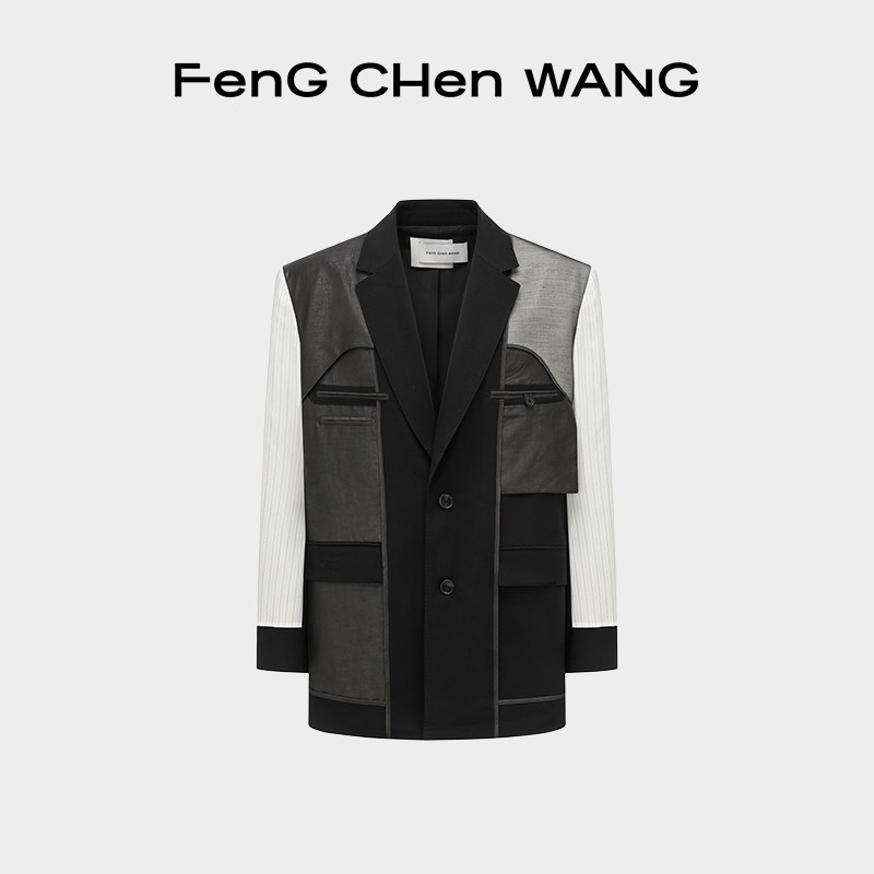 【FengChenWang】解构拼接羊毛宽松西服外套男女同款