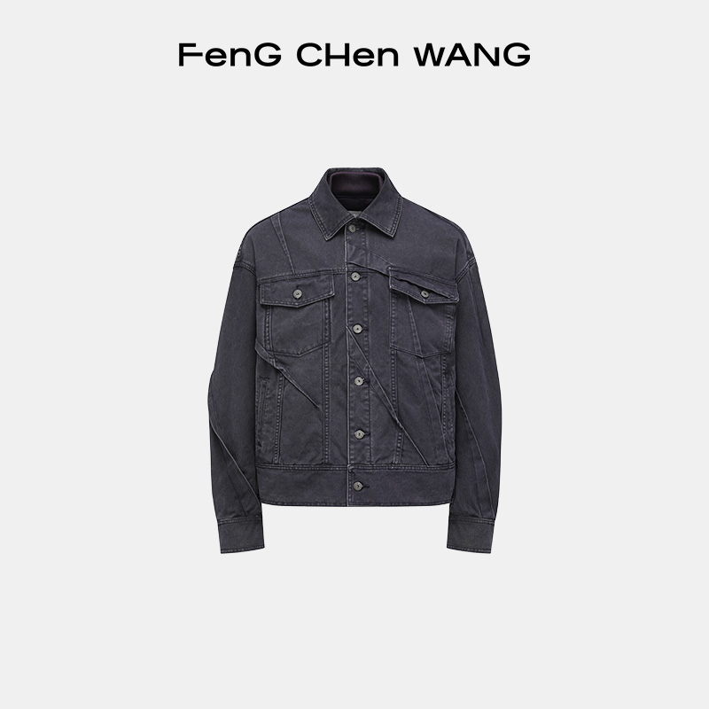 FengChenWang水洗叠褶牛仔夹克