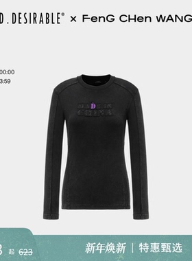 【联名系列】FengChenWang x D.Desirable黑色解构水洗修身打底衫