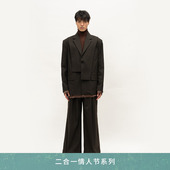 25秋冬解构拼接棕色2合1西服男女同款 FengChenWang 外套