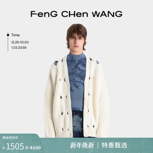 休闲针织毛衣男女同款 绞花镂空多色开衫 FengChenWang