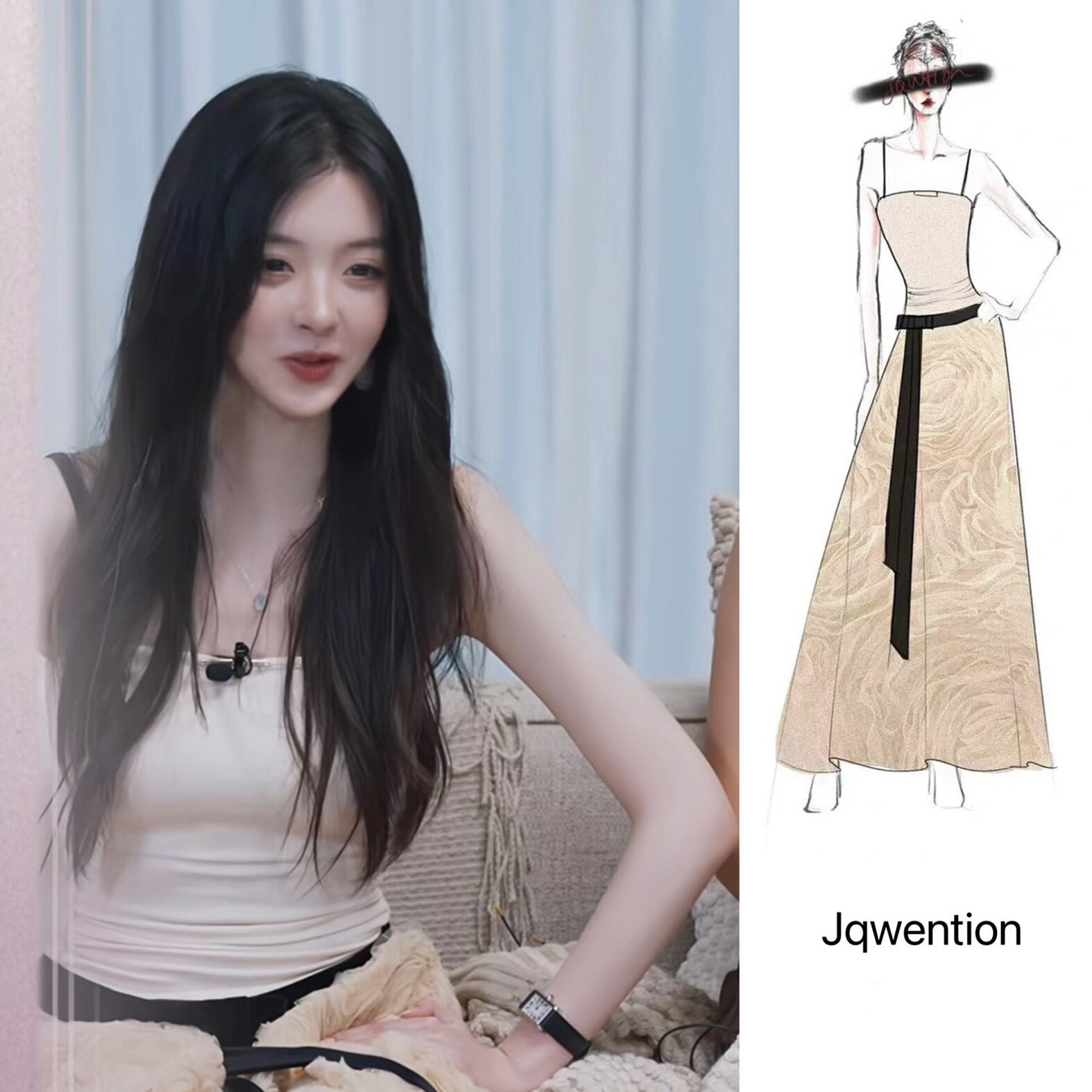 徐绿杨同款Jqwention 2026SS柳柳恋人约会穿搭蕾丝吊带连衣裙女夏