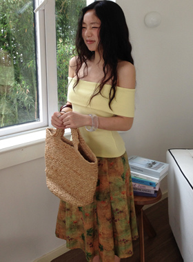 3Qha 一字肩短袖T恤女装夏季纯欲露肩辣妹修身显瘦短款上衣