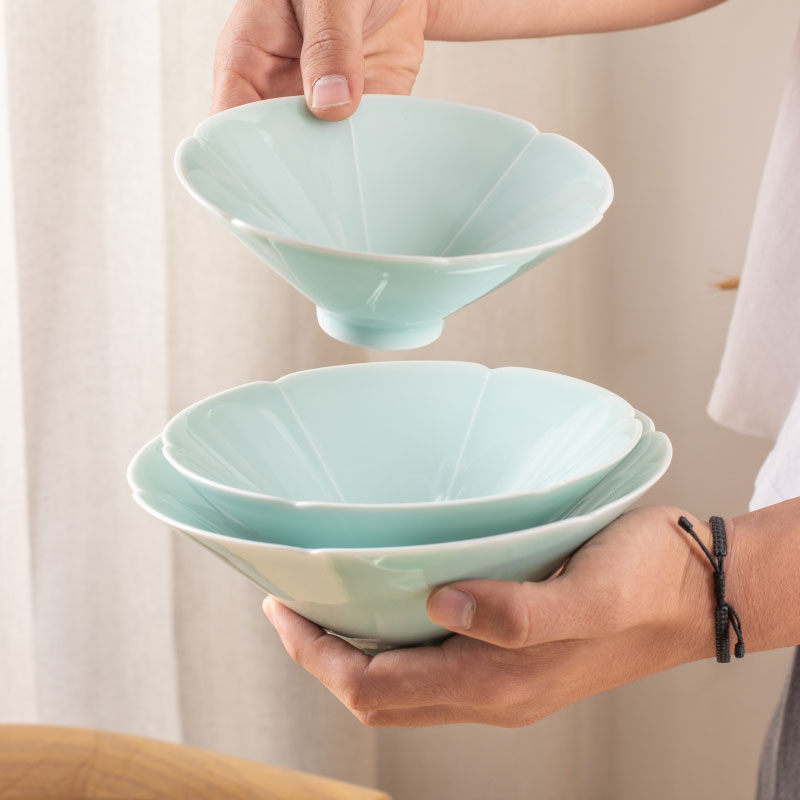 龙泉西冲青瓷高颜值宋韵风斗笠碗