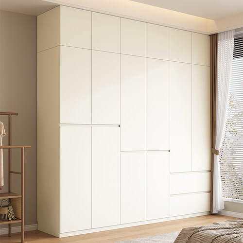 分段式ENF级衣柜实木定制加高顶柜卧室家用免拉手衣橱收纳柜子