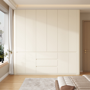 大衣橱柜 家用卧室奶油风加宽分段式 国补实木圆弧衣柜新款 2025爆款