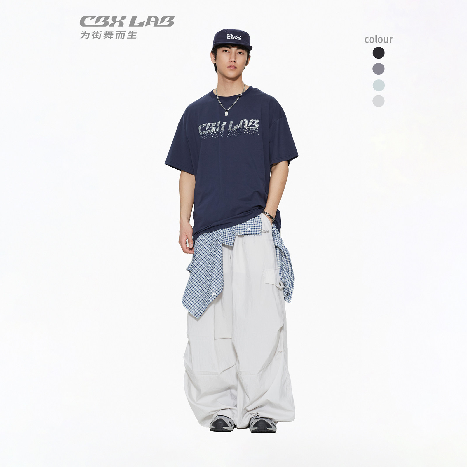 【抒情系列】CBXLAB街舞潮牌男装"液态凉感"美式工装裤嘻哈简约潮