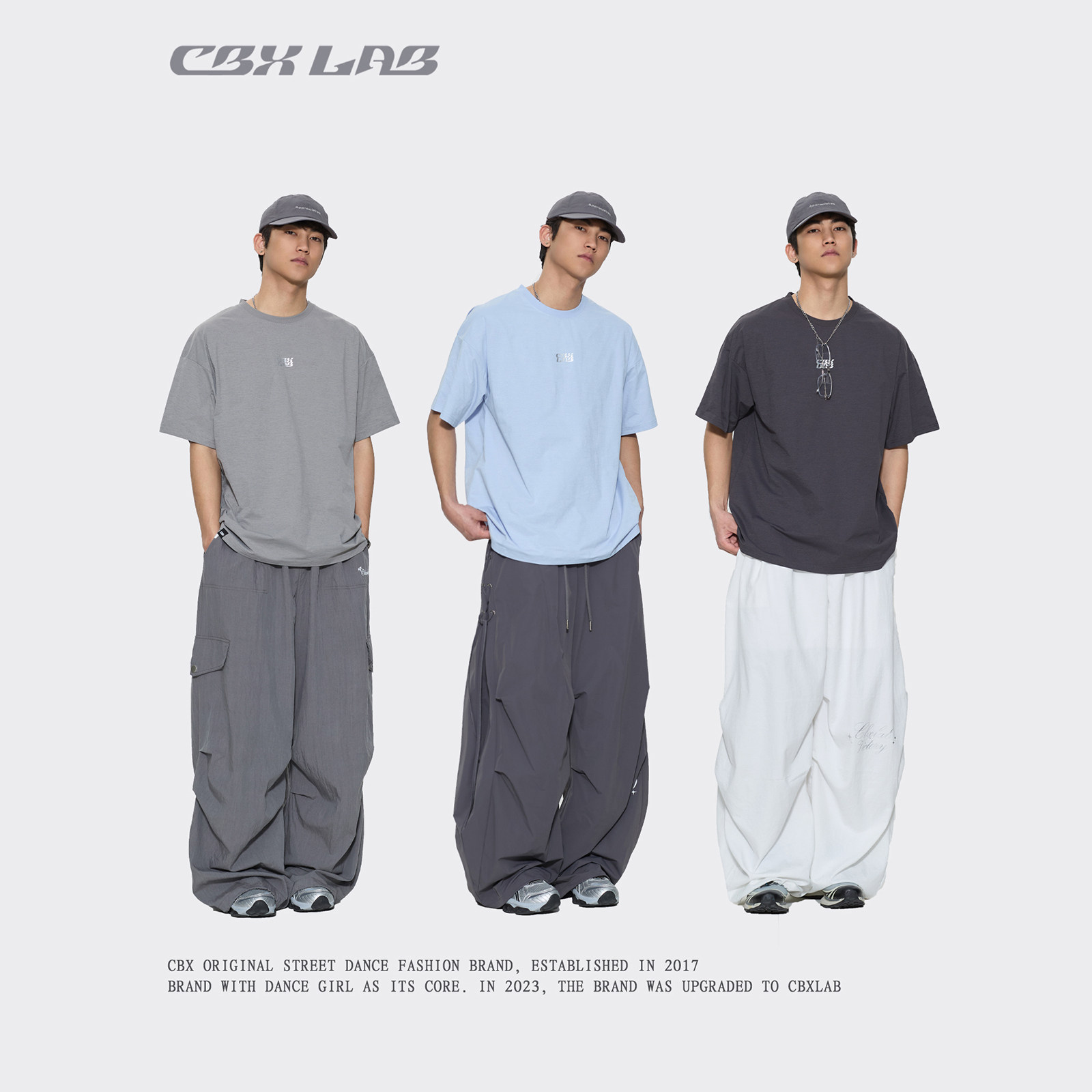 CBXLAB街舞潮牌男装美式纯色简约手写字体水显T恤街头hiphop运动