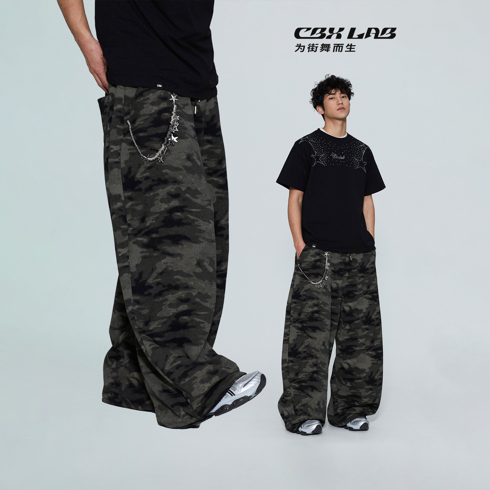 CBXLAB街舞潮牌男装废土迷彩长裤图片