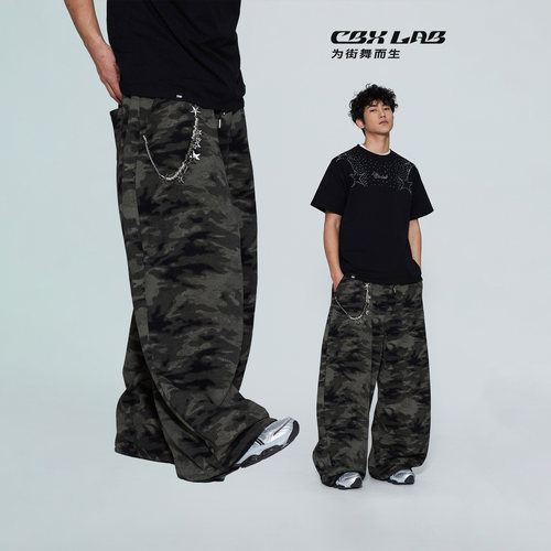 CBXLAB街舞潮牌男装废土迷彩长裤