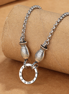 复古民族风双鱼项链女做旧工艺小众设计时尚个性珍珠链创意毛衣链