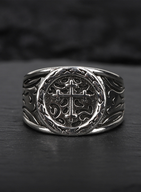 欧美复古潮牌十字架戒指