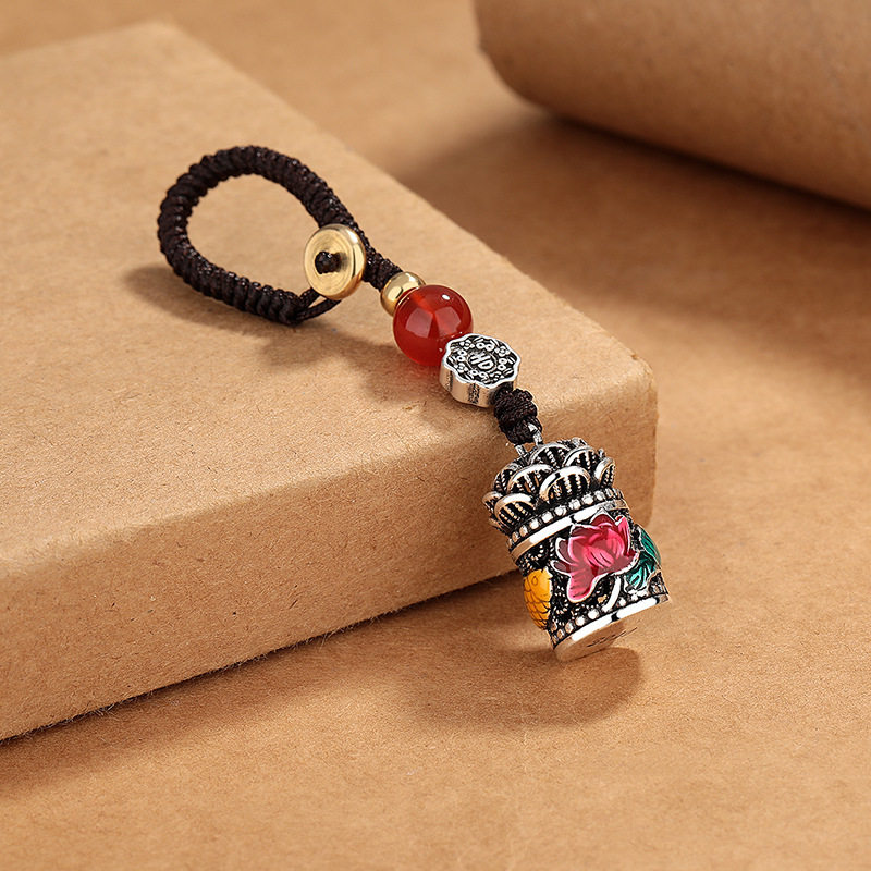 景泰蓝镂空莲花鲤鱼钥匙扣国潮民族风男女高级感做旧滴胶复古挂件