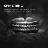 龙脊骸原创设计宽面骨头戒指s925银男戒欧美霸气复古潮人食指戒指