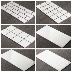 北欧厨房白色墙砖卫生间釉面瓷砖300X600阳台简约亮光格子面包砖