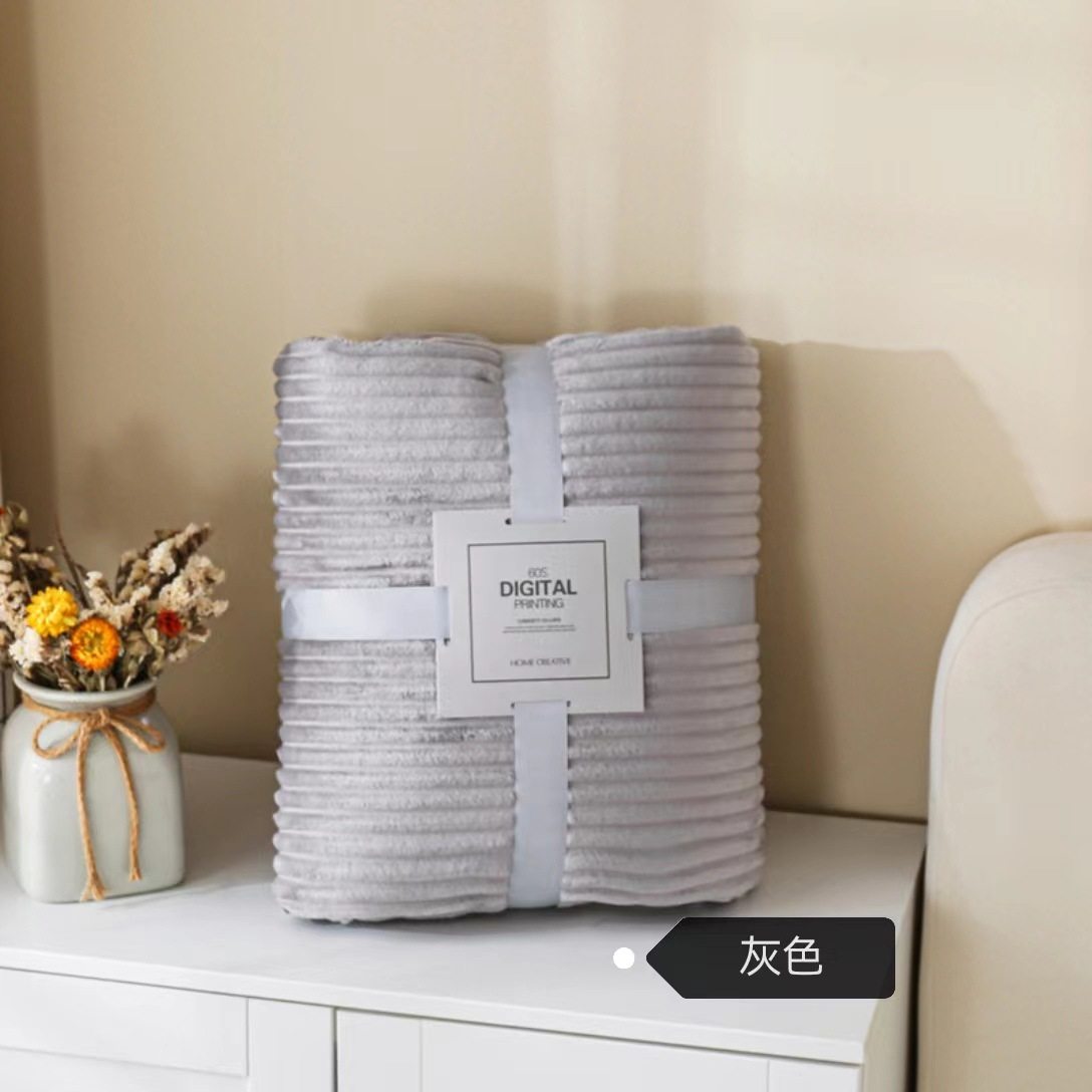 莫然家纺1.5公分240GSM抽条魔法绒单层双面绒毛毯