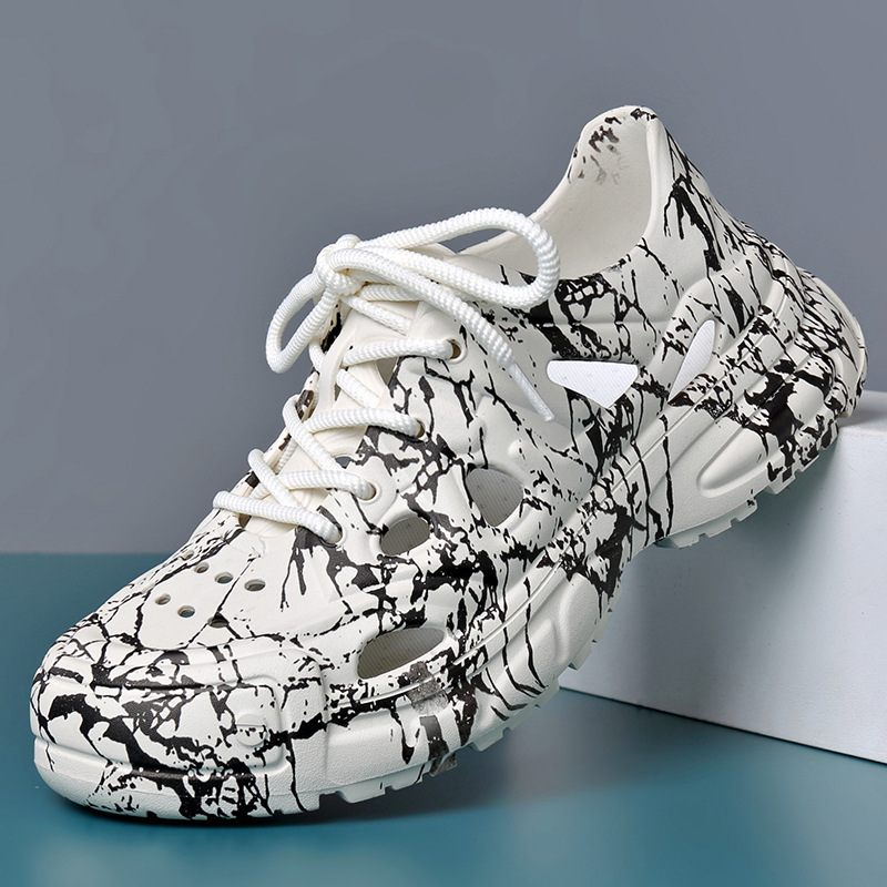 椰子洞洞鞋男款夏季透气包头镂空户外钓鱼开车软底办公室休闲凉鞋