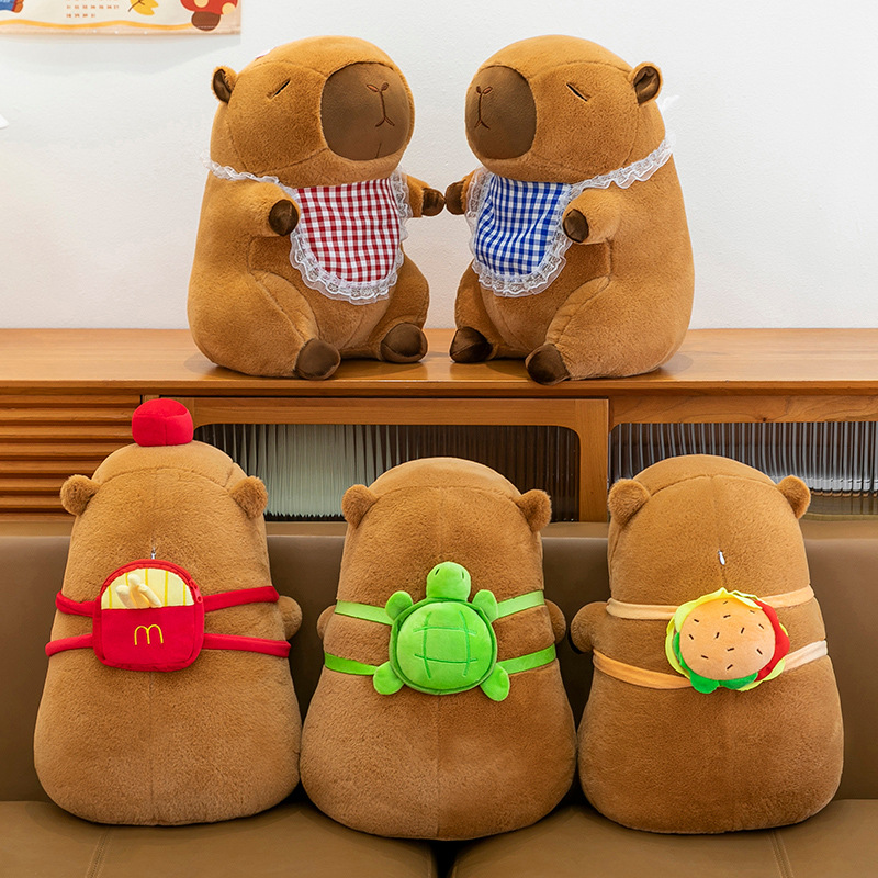 卡皮巴拉毛绒空调毯抱枕被子两用办公室午睡毯可爱水豚玩偶毛毯