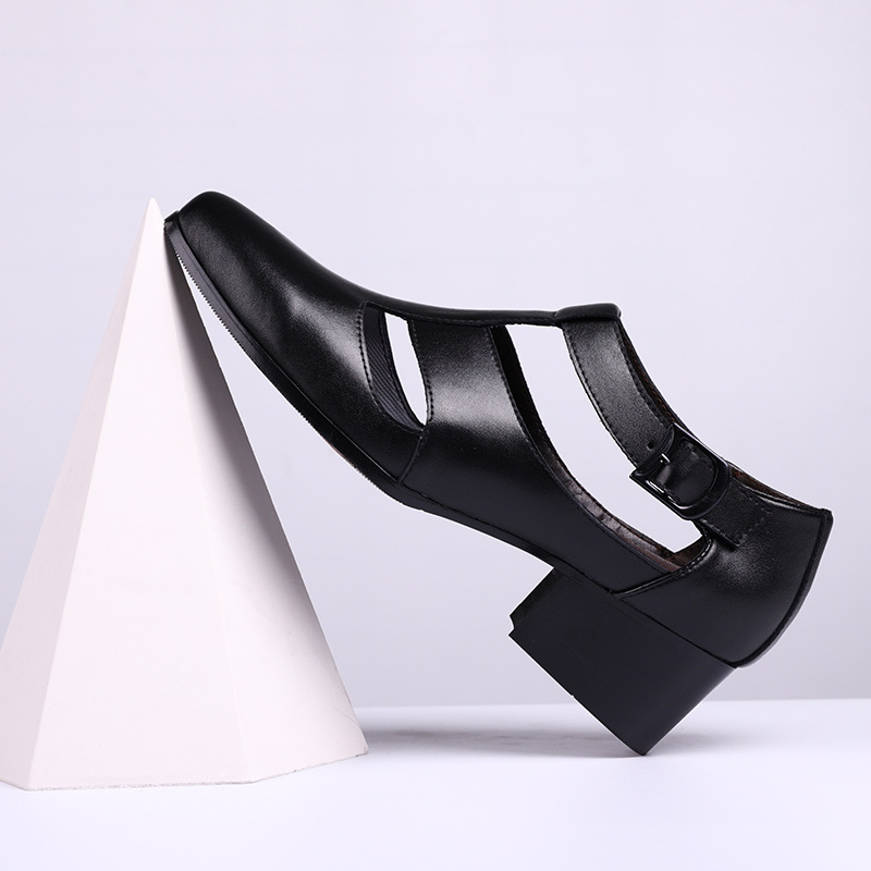 2023夏季商务正装凉皮鞋凉鞋男士高跟鞋镂空尖头鞋男鞋透气洞洞鞋