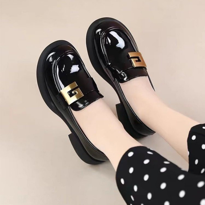 厚底踩跟乐福鞋女英伦风2025年秋冬跨境一脚蹬小皮鞋懒人单鞋批发