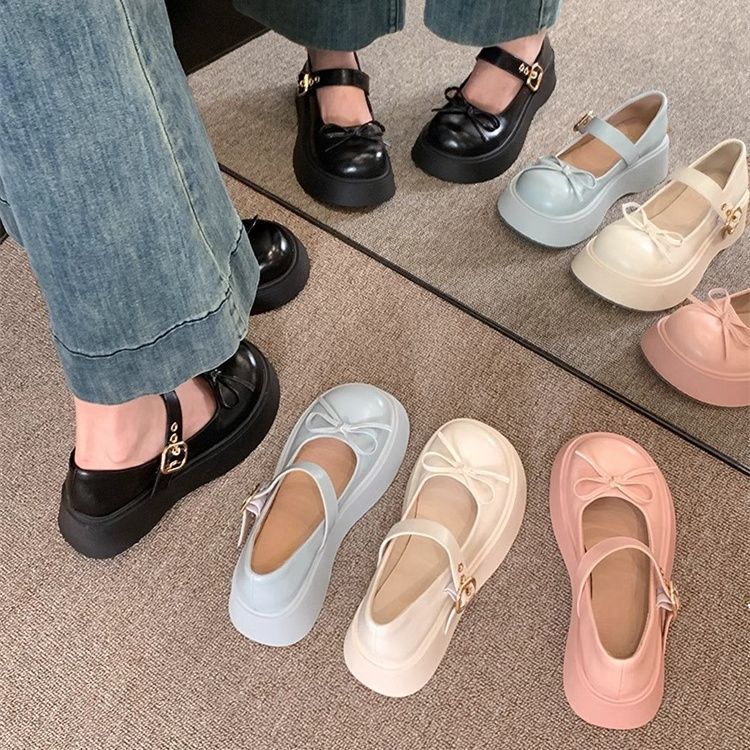 蝴蝶结玛丽珍单鞋女2025春季新款网红爆款甜美高级感增高显瘦女鞋