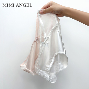 蕾丝内裤女性感法式轻奢时尚网纱中腰包臀纯棉裆缎面女士三角裤夏