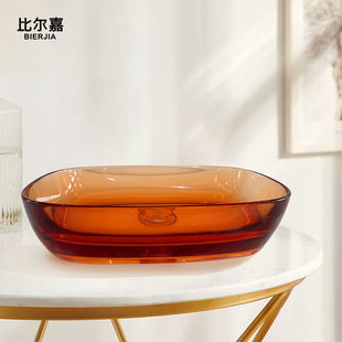 比尔嘉透明洗脸盆树脂台上盆网红家用酒店水晶艺术台盆面盆人造石