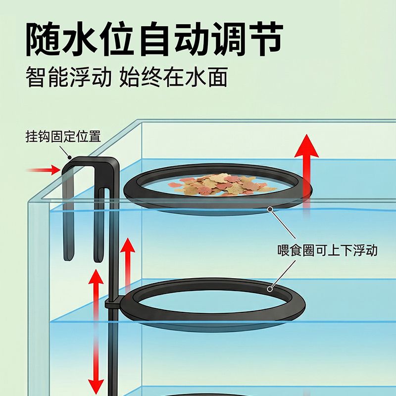 鱼缸喂食器投食圈定点喂食器自适应水位飘浮圈喂鱼神器饲料防飘散