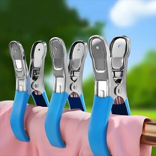 不锈钢晾衣夹子大号被夹防风家用浸塑扁夹强力开口夹固定晾晒神器