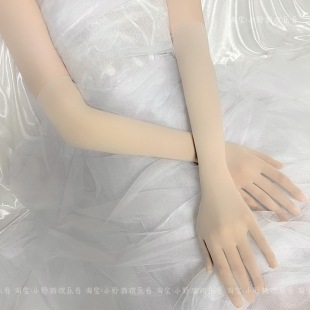 丝袜手套超薄无缝防勾丝手套加上臂套天鹅绒丝滑弹力五指手套大码