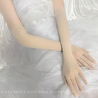 丝袜手套超薄无缝防勾丝手套加上臂套天鹅绒丝滑弹力五指手套大码
