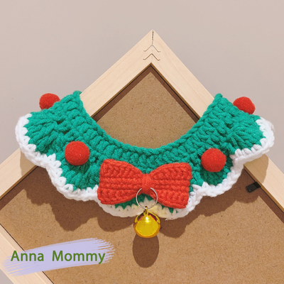 猫咪圣诞项圈围脖项链装饰领结手工编织幼猫狗狗脖圈可爱宠物饰品