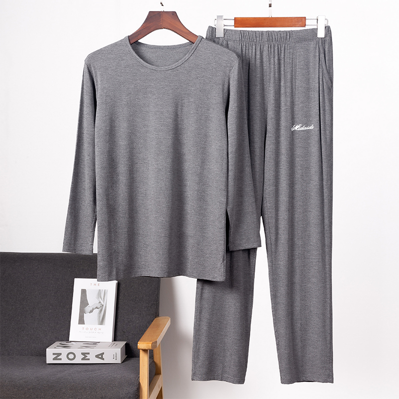 莫代尔睡衣男套装大码宽松休闲运动春秋夏季长袖长裤可外穿家居服