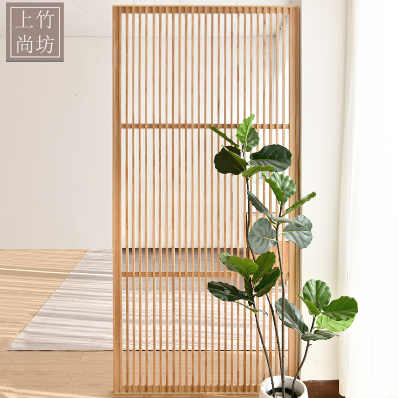 入户正对门屏风隔断客厅实木格栅