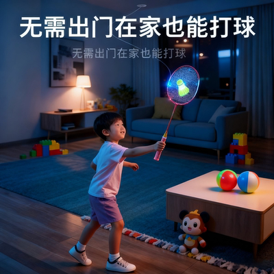 羽毛球单人训练器自动回弹线回旋一个人自打室内儿童练习神器发光