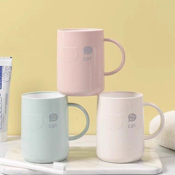 塑料漱口杯简约家用洗漱杯情侣洗漱杯卡通可爱加厚牙刷杯带手柄