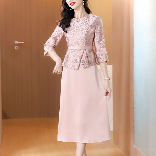 高贵洋气妈妈婚宴礼服连衣裙