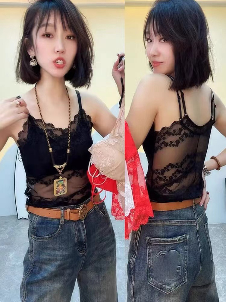 性感蕾丝U型小吊带美背带胸垫一体内搭外穿无钢圈打底衫聚拢内衣