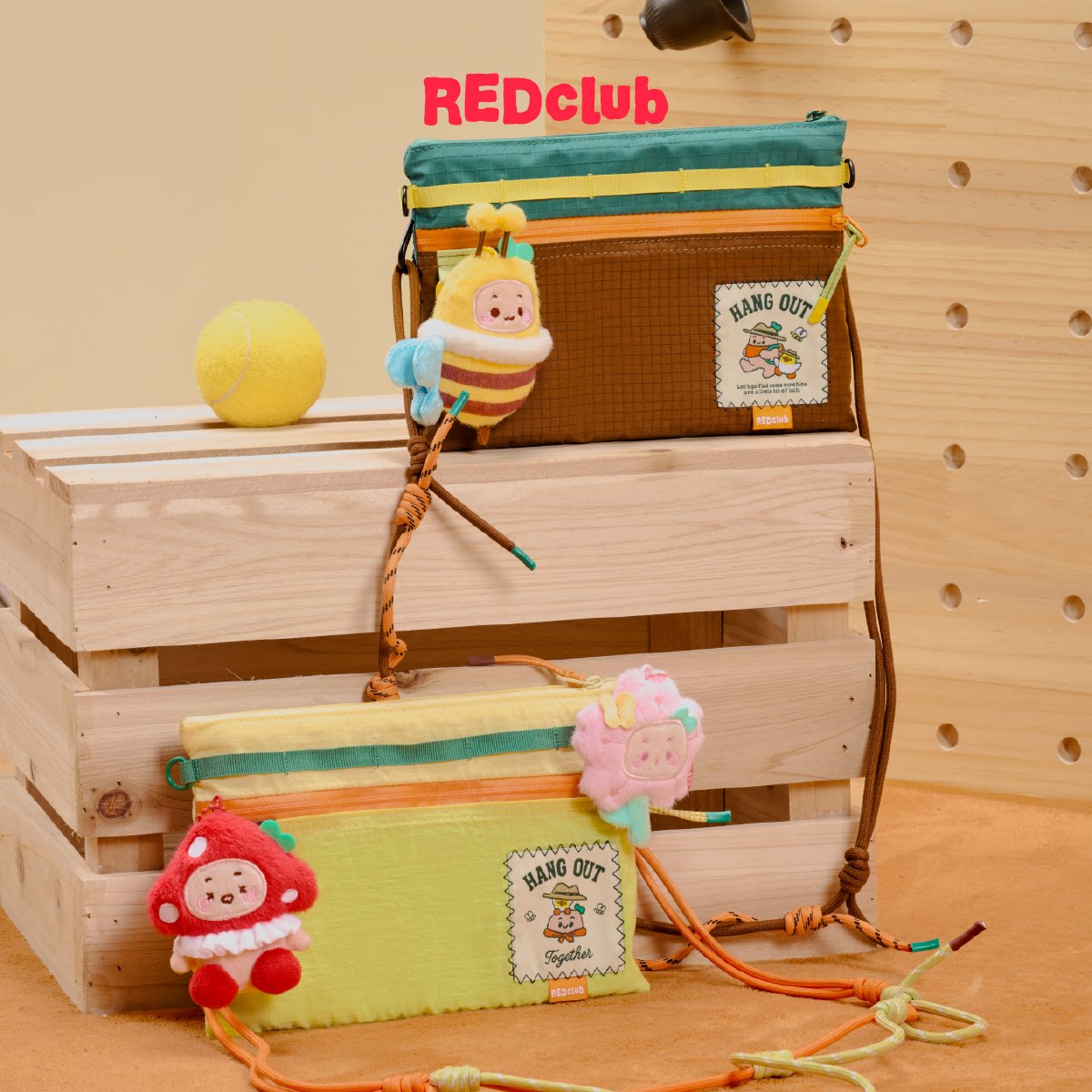 REDclub 出门走走系列「遛弯口袋」随行斜挎包拉链休闲撞色单肩包