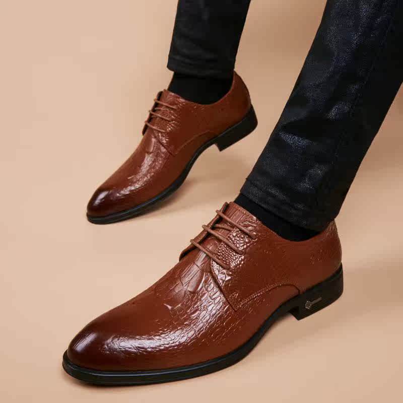 Japanese ZG mens leather shoes 2020 new British style business leisure inside high pointed Oxford Shoes