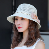 帽子女士遮阳帽防晒沙滩帽可折叠太阳帽草帽透气渔夫帽夏季 凉帽
