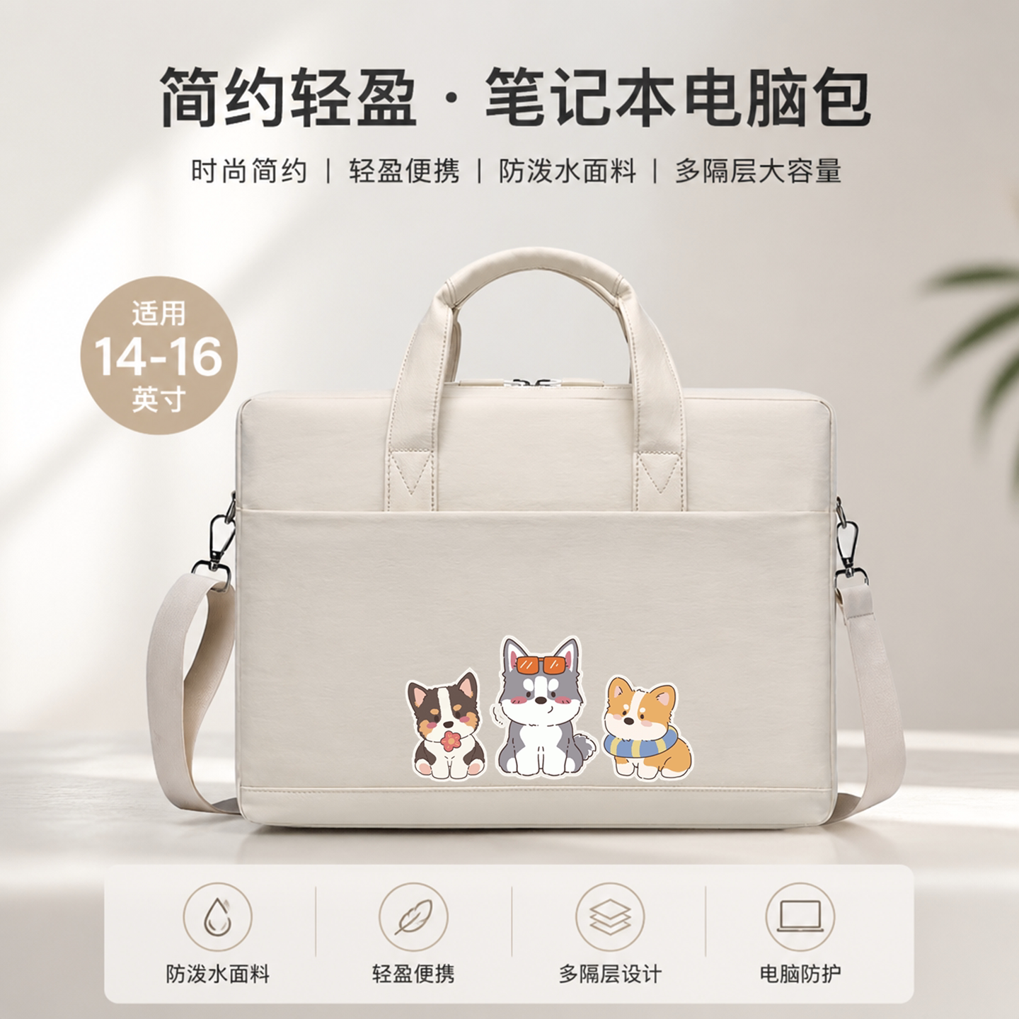 海绵笔记本电脑手提包16寸防泼水面料适用苹果MacBookNeo电脑包Air13/15便携斜挎单肩Pro14/16女士高颜值可爱