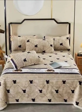 A类母婴级牛奶绒盖毯榻榻米抗毯单面绒盖毯床盖四季款床上用品lh