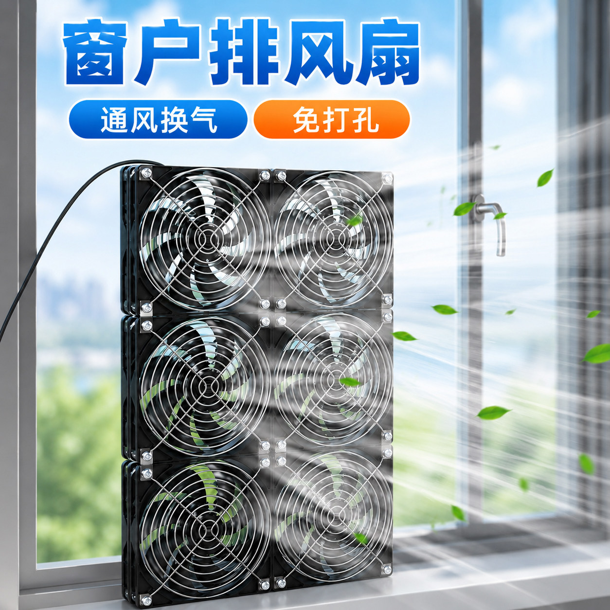 排风扇窗户口免打孔新风窗式通风器强力低噪卧室排气换气小抽风机