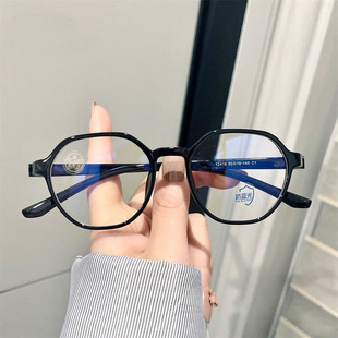 新款气质亮黑色tr90超轻无螺丝眼镜男时尚潮流高考监狱可用无金属