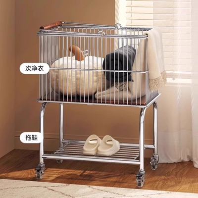 中古脏衣篮浴室双层衣服收纳篮卫生间移动洗衣篮脏衣篓推车置物架