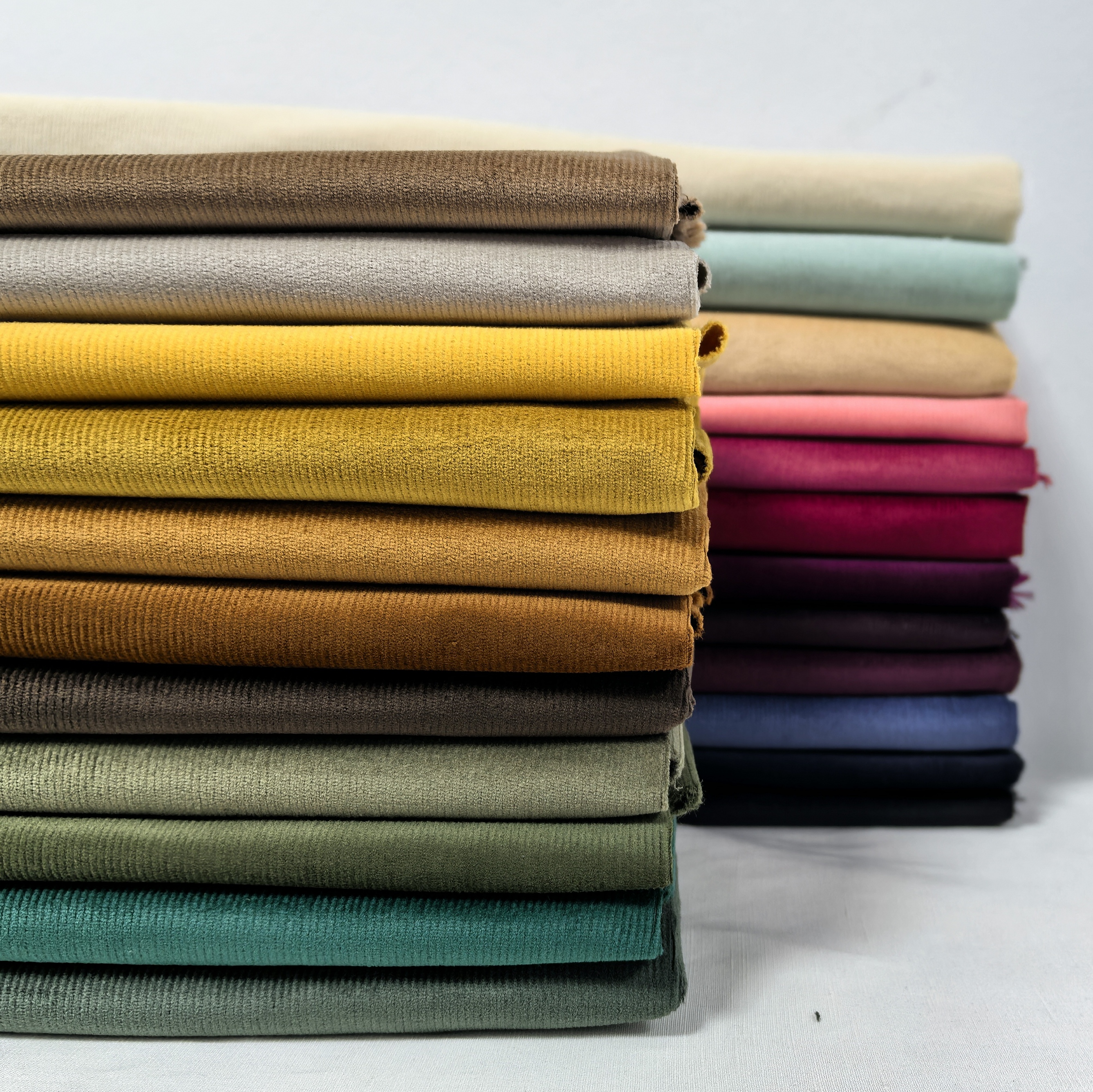 秋冬纯棉21坑细条弹力灯芯绒纯色面料柔软休闲裤手工DIY沙发布料