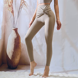 蜜桃提臀健身长裤 yoyomeat纽结收腹高弹力裸感瑜伽裤 显瘦运动裤