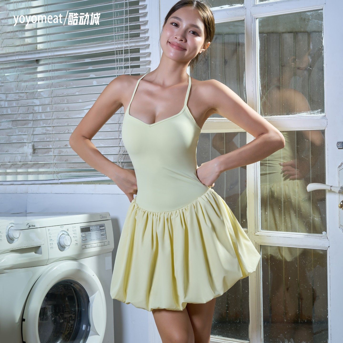 yoyomeat细带交叉美背高尔夫网球裙防走光裸感瑜伽短裙运动连衣裙,运动服/休闲服装,运动连衣裙,淘宝优惠券,粉丝福利购,淘宝优惠卷